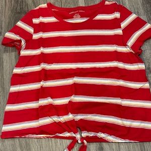 American Eagle striped tie shirt.
